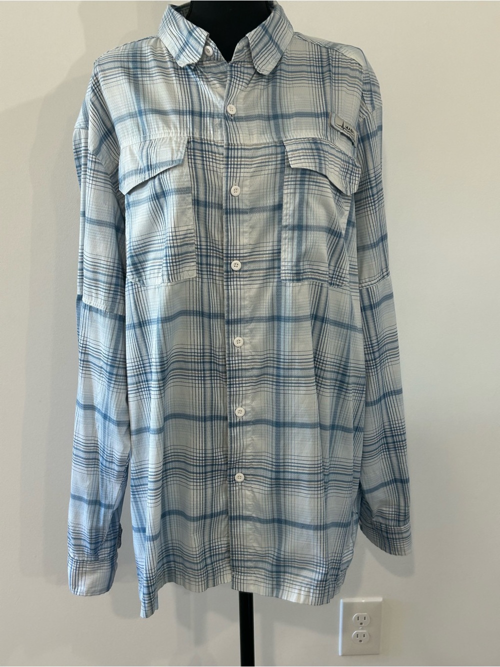HABIT TS1457 XL Solar-Factor UPF 30+ Downstream Button Down Plaid Fishing Shirt